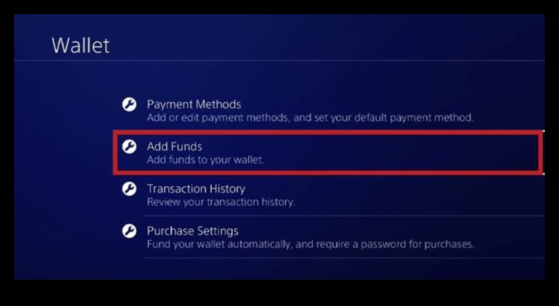 how to add funds to ps4